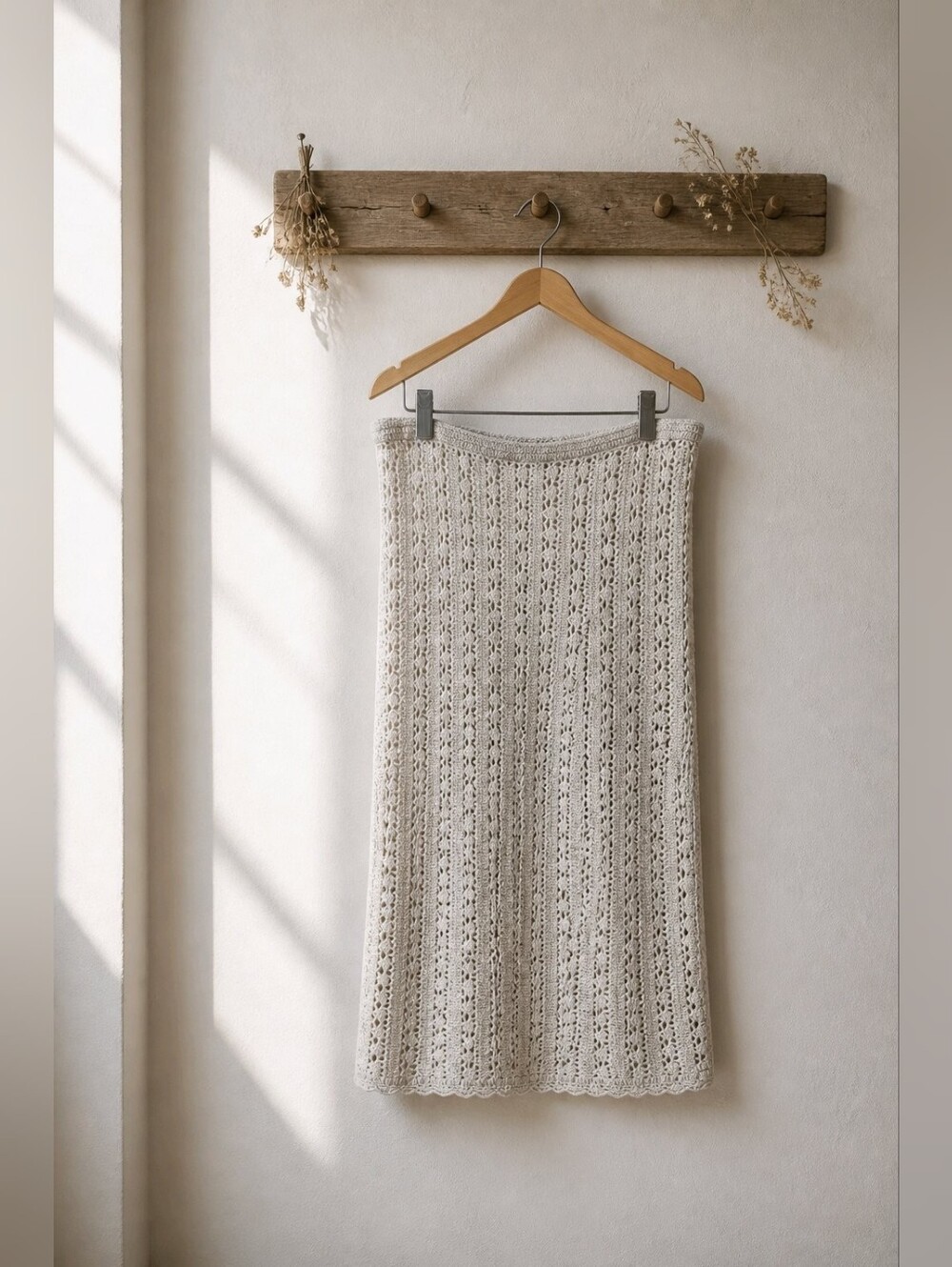 Roxy NWT Crochet Maxi Pencil Skirt in Light Cream Sz XL